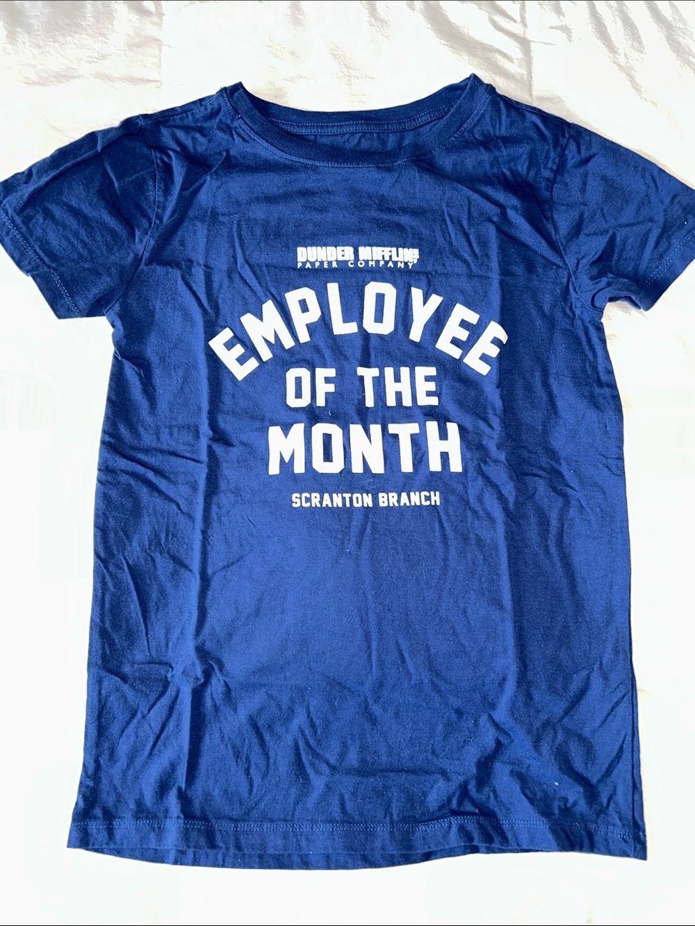 Dunder Mifflin Kids' Short Sleeve Tee - Blue, 'Employee of the Month' MEDIUM